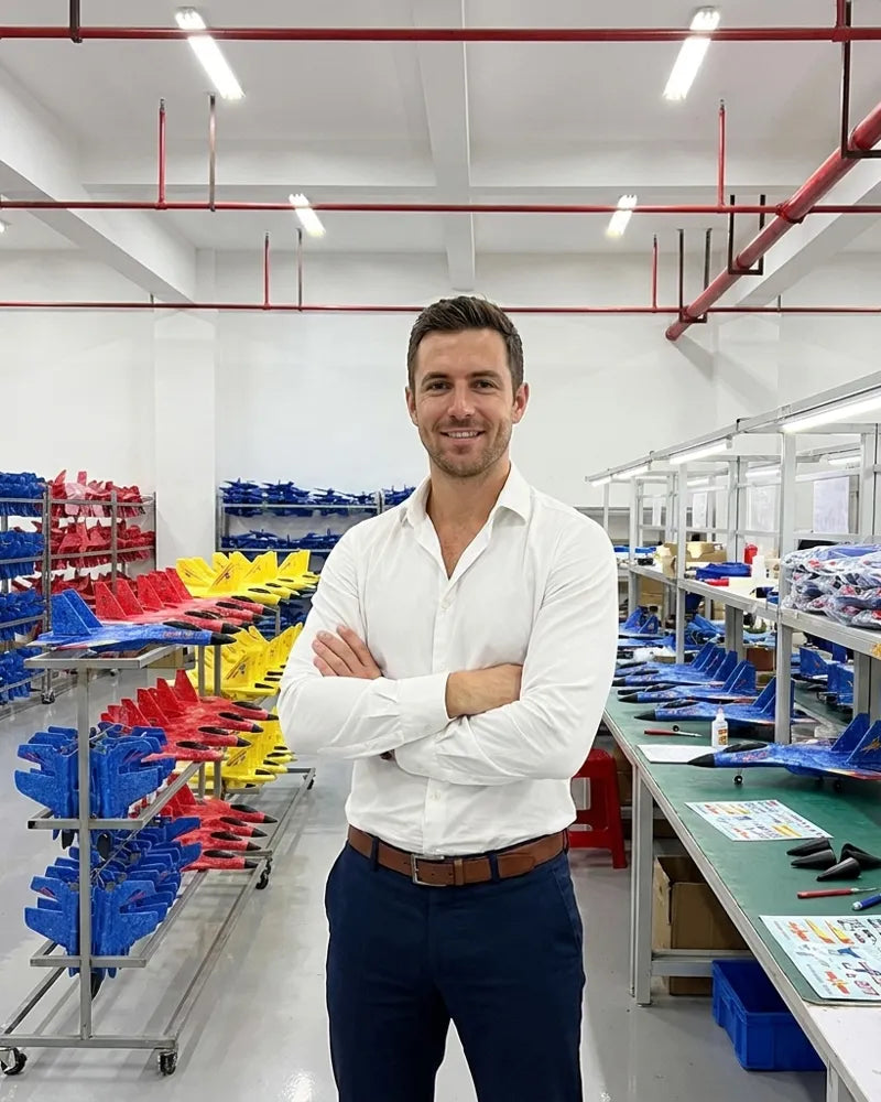 Greg, founder of Gravity Gliders, at the factory